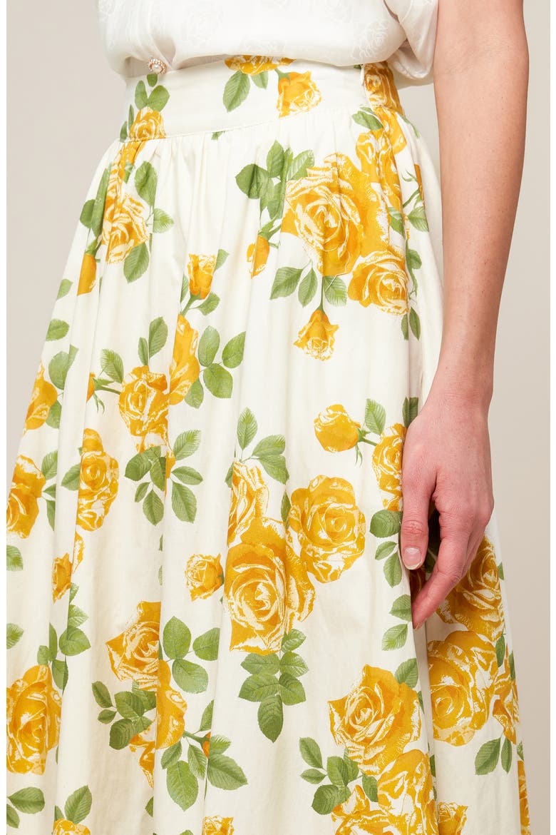 Floral Midi Skirt, Alternate, color, CREAM