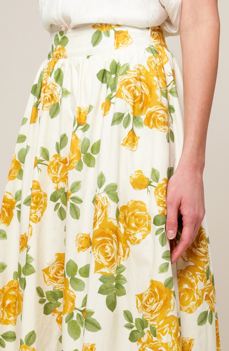 FLYING TOMATO Floral Midi Skirt, Alternate, color, Cream