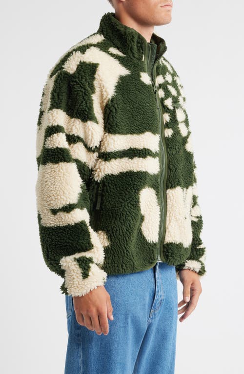 Obey Shaggy Fleece Jacket In Green