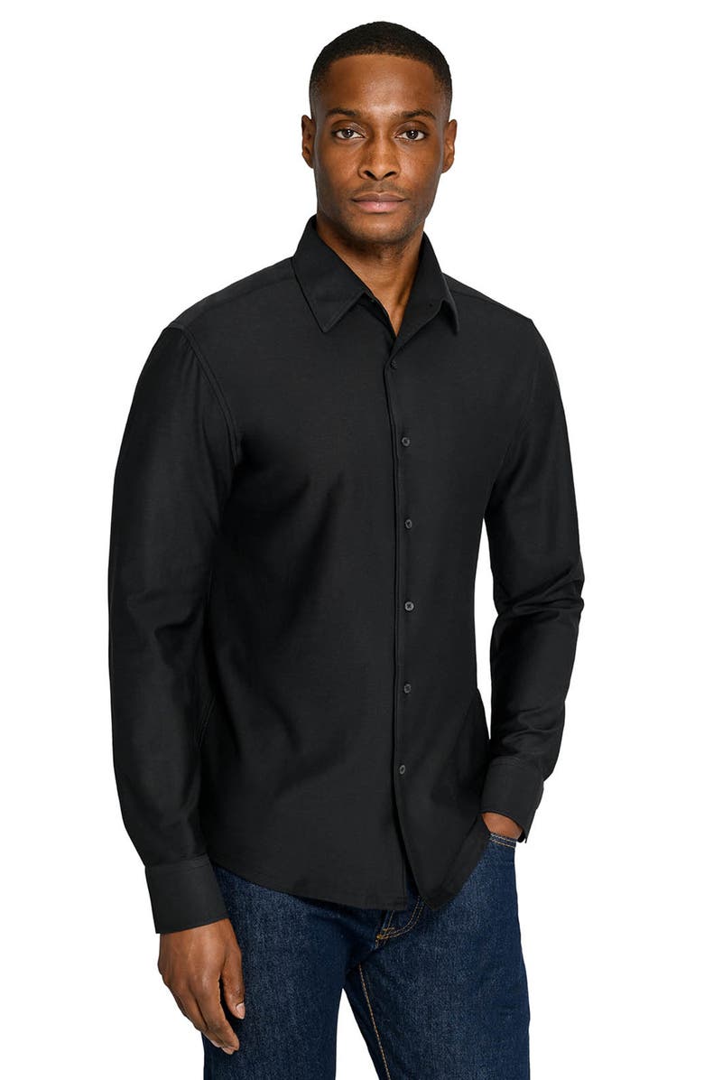 Brooklyn Brigade Solid Mapleton Luxe Cross Dyed Long Sleeve Shirt, Alternate, color, Black