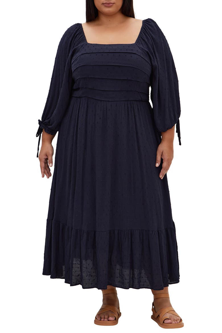 The Ally Clip Dot Maxi Dress, Main, color, DARK BLUE