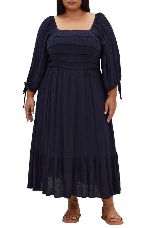 City Chic The Ally Clip Dot Maxi Dress In Blue