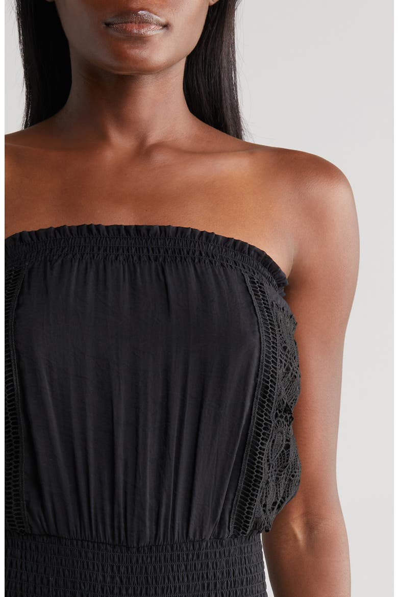 Lace Strapless Cover-Up Maxi Dress, Alternate, color, BLACK