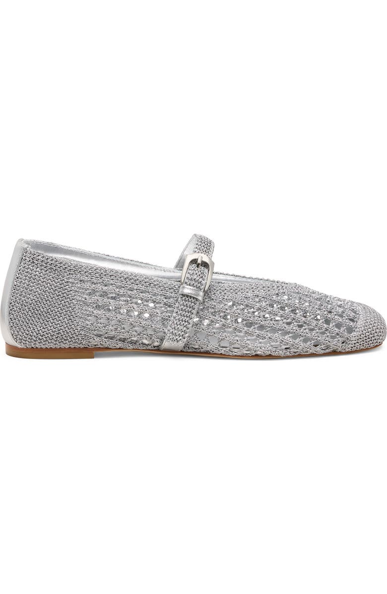 Stuart Weitzman Leora Metallic Mary Jane Flat, Alternate, color, Silver