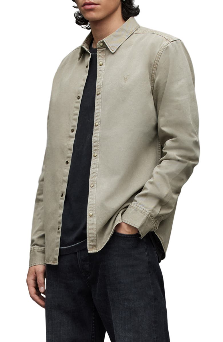 AllSaints Staveley Snap-Up Denim Shirt, Alternate, color, 