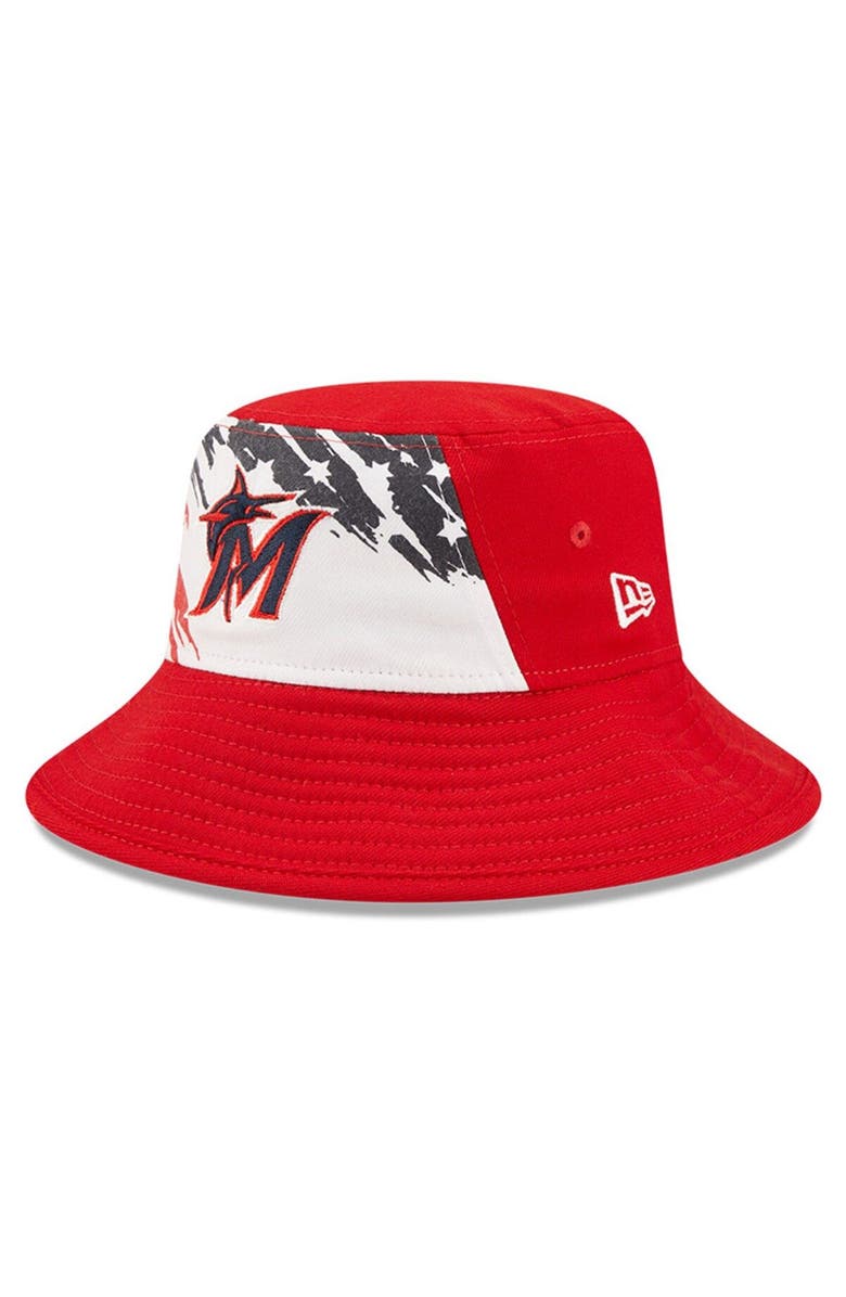 New Era Men's New Era Red Miami Marlins 2022 4th of July Bucket Hat, Main, color, Red
