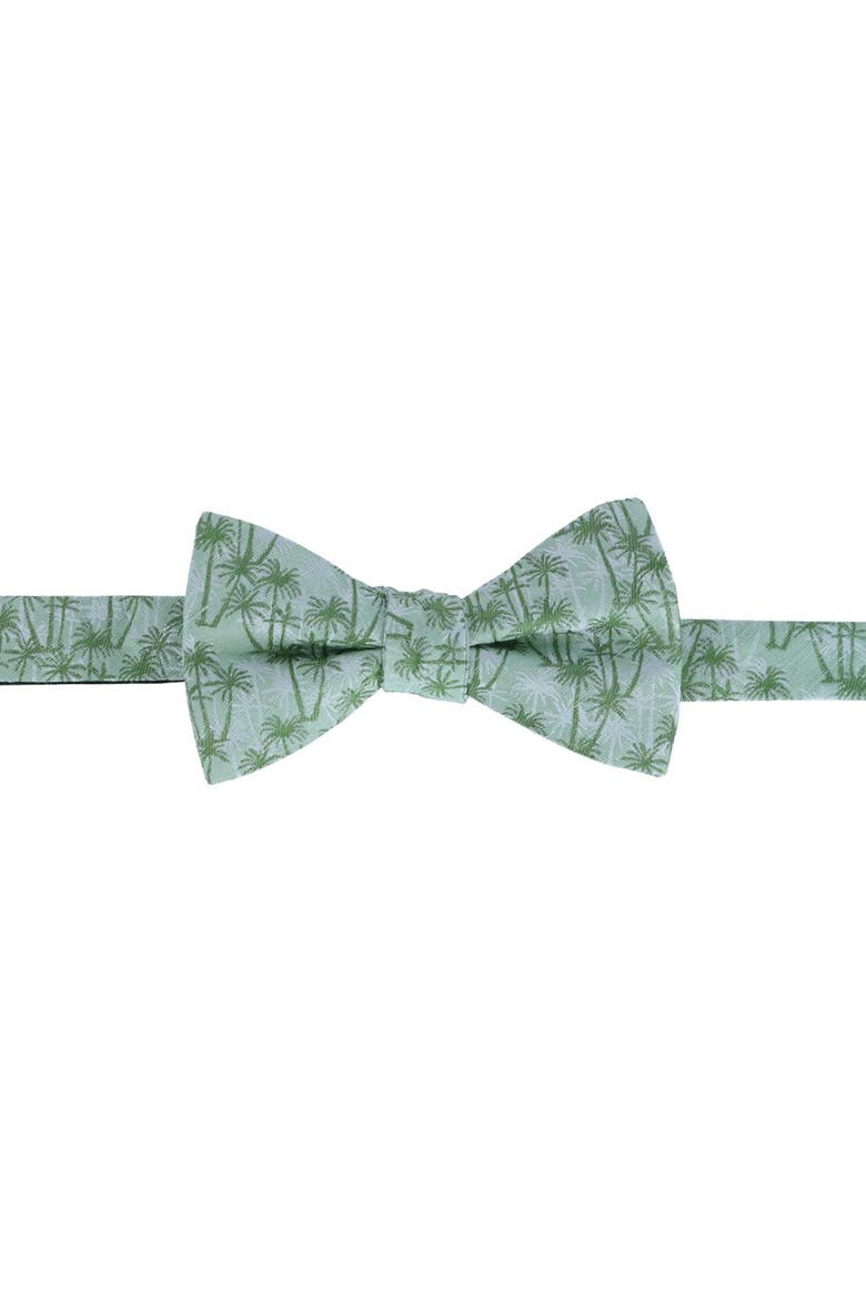 Nohea Palm Tree Linen Blend Novelty Bow Tie, Main, color, Green
