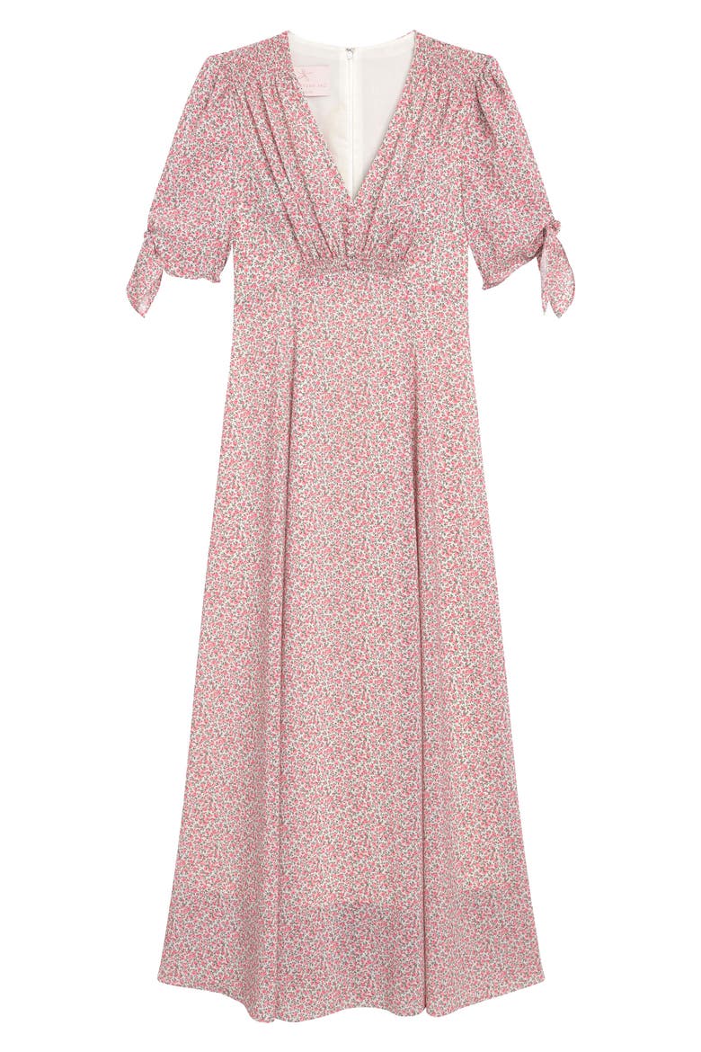 Ditsy Floral Print Maxi Dress, Alternate, color, PORCELIAN/ PEACH WHISPER