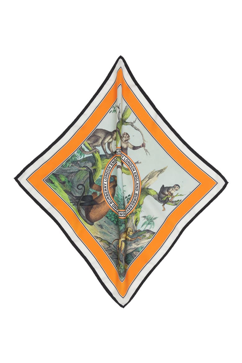 Logo Monkey Print Silk Scarf, Alternate, color, LIGHT OPAL GREEN