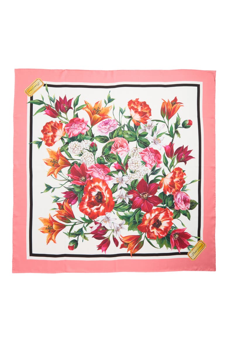 Rafia Floral Print Silk Scarf, Main, color, HA5QX FIORI FDO BCO NAT