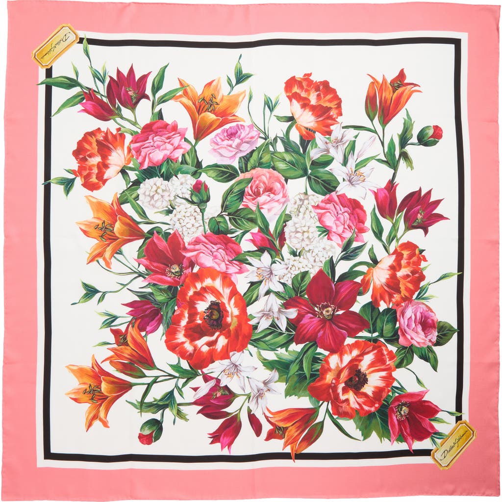 Dolce & Gabbana Printed Silk Foulard In Pink