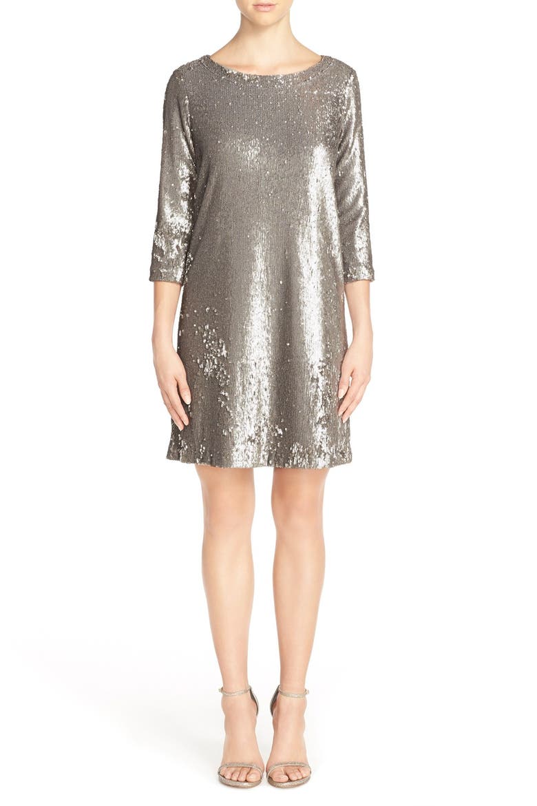 BB Dakota 'Miles' Sequin A-Line Dress, Alternate, color, PEWTER