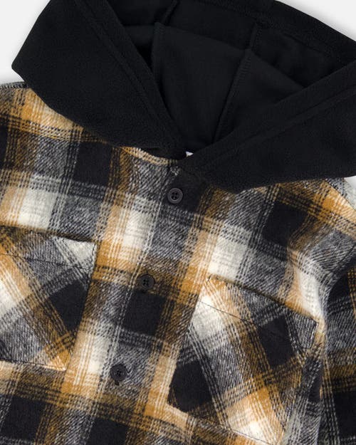 Deux Par Deux Hooded Polar Fleece Overshirt With Hood In Black