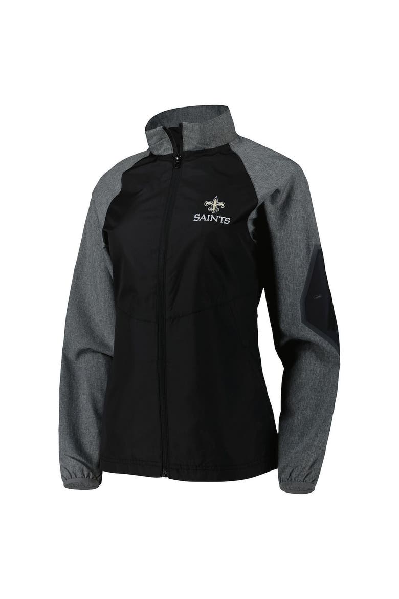 Women's Dunbrooke Black/Gray New Orleans Saints Hurricane Raglan Full-Zip Windbreaker, Alternate, color, Black