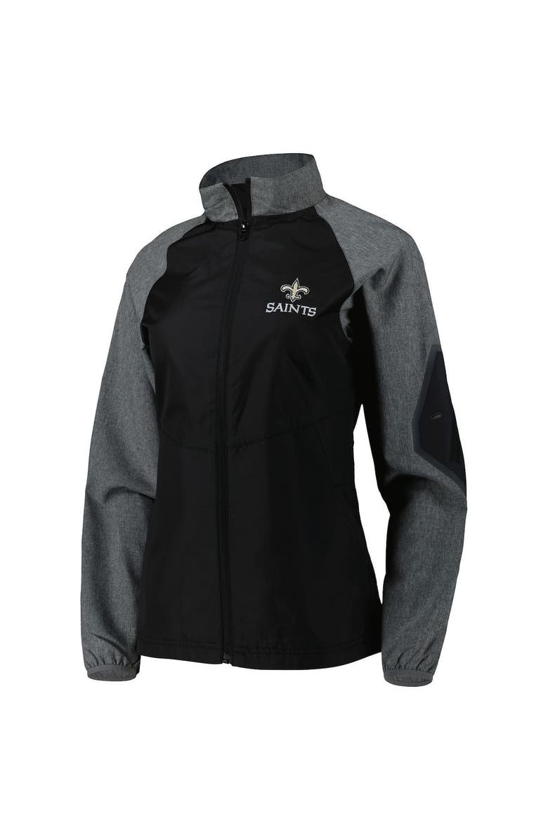 DUNBROOKE Women's Dunbrooke Black/Gray New Orleans Saints Hurricane Raglan Full-Zip Windbreaker, Alternate, color, 