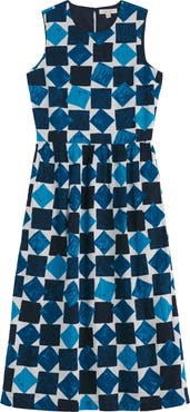 Seasalt Cornwall Brouse Geo Print Sleeveless Organic Cotton Midi Dress