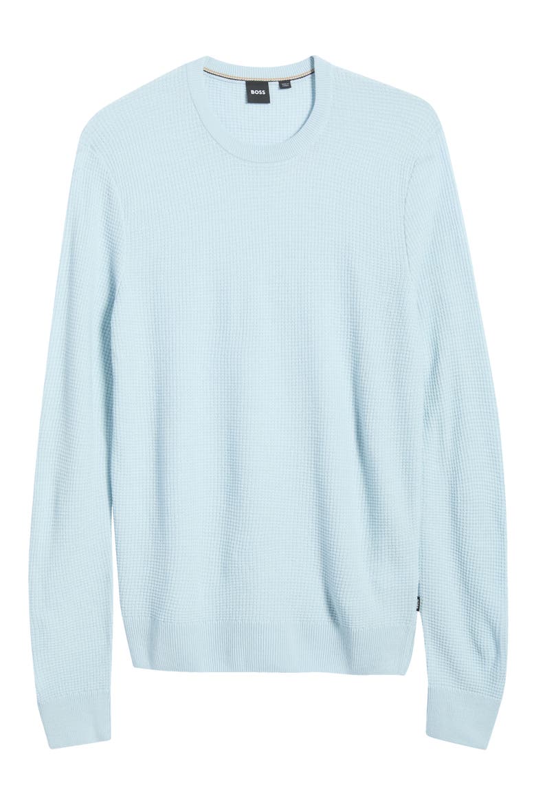Ludino Waffle Wool Blend Crewneck Sweater, Alternate, color, LIGHT BLUE
