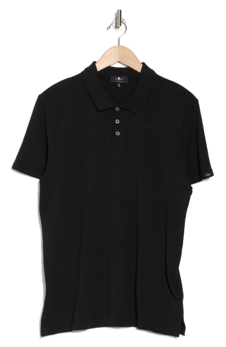 7 For All Mankind Short Sleeve Cotton Piquè Polo, Alternate, color, Black