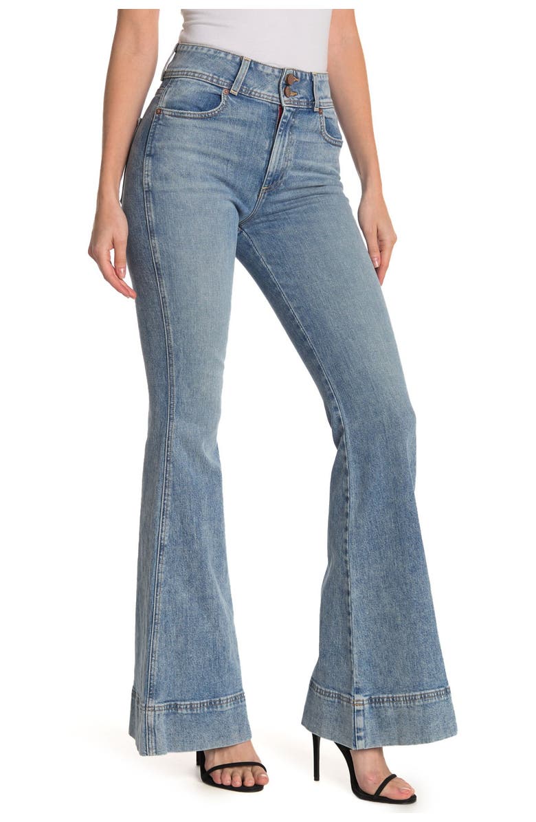 Alice + Olivia Beautiful Ex High Waisted Flared Leg Jeans, Main, color, 