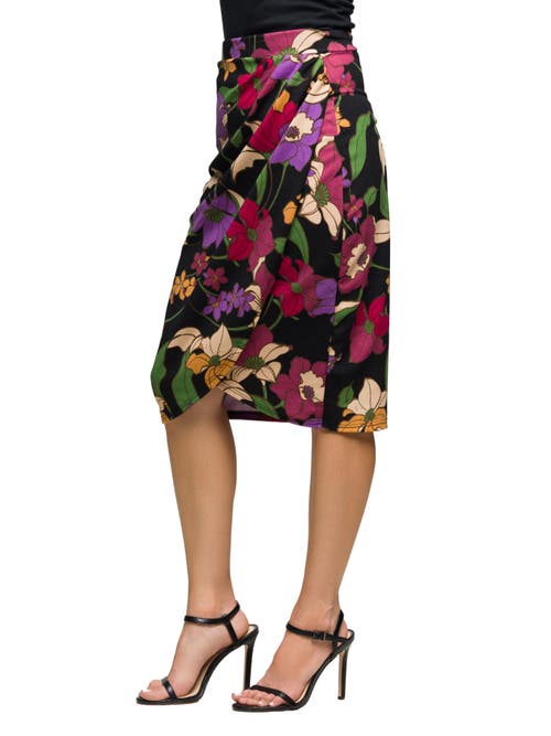 24seven Comfort Apparel Floral Print Midi Pencil Skirt In Multi