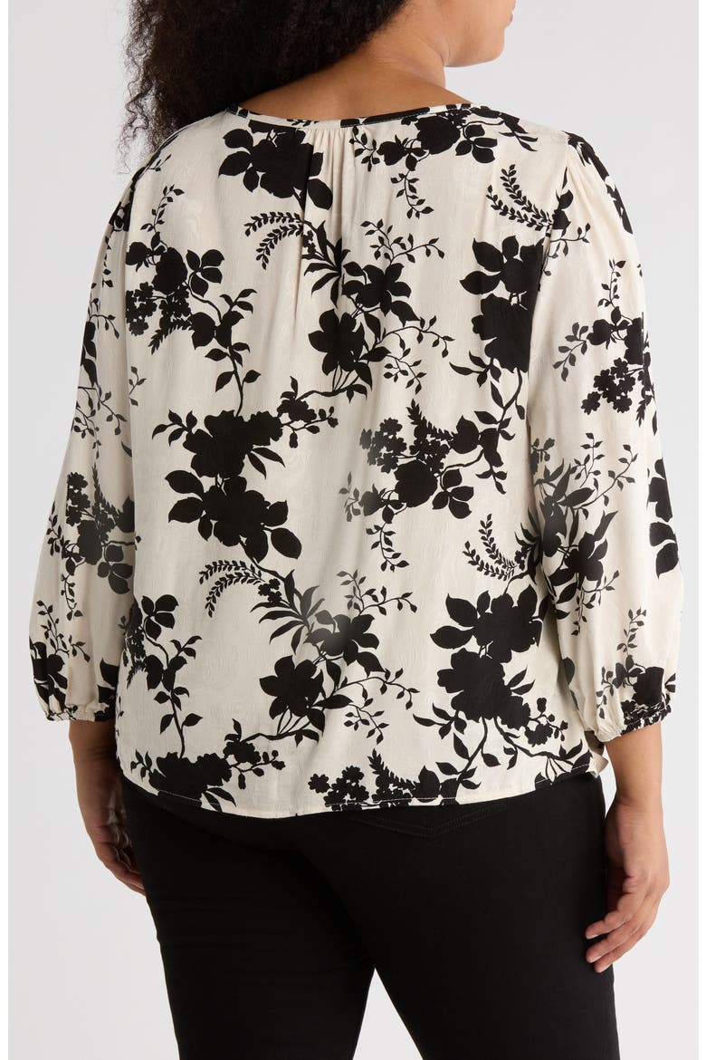 Floral Long Sleeve Twist Front Top, Alternate, color, IVORY