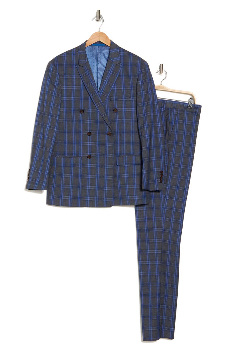 Slim Fit Check Double Breasted Suit