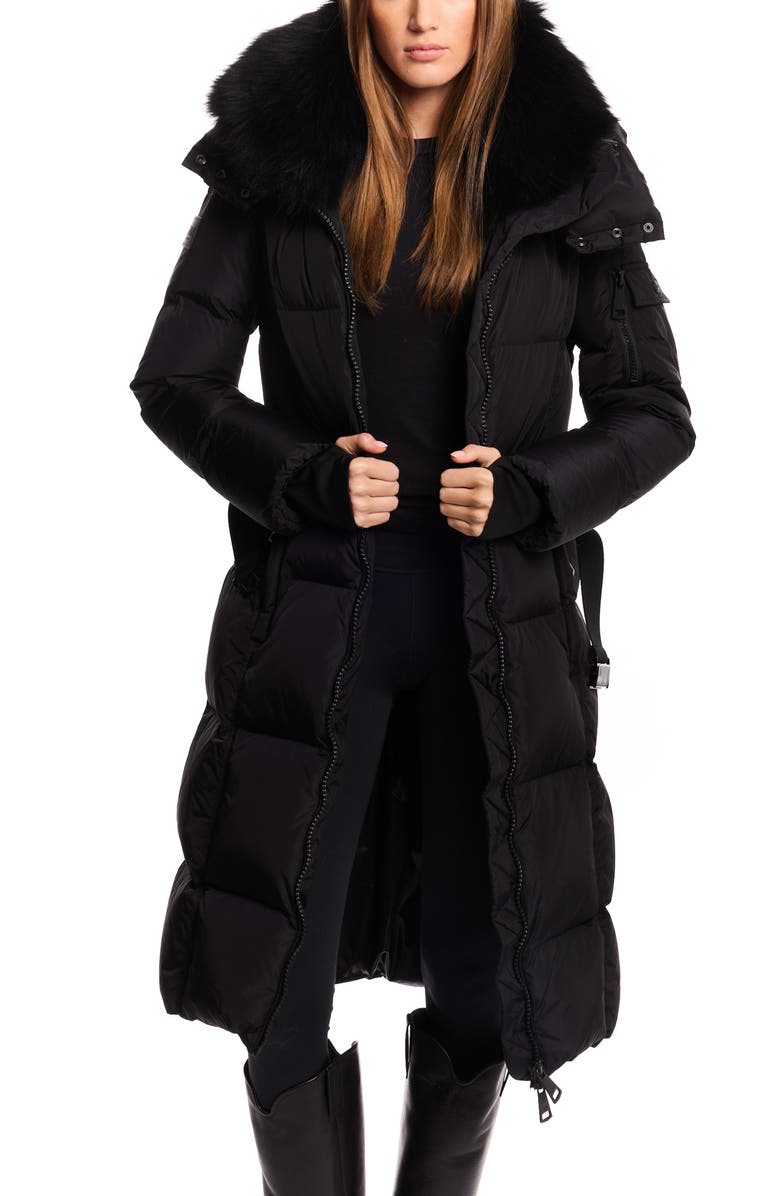 SAM. Luxe Long Noho Water Resistant Down Puffer Coat, Alternate, color, Matte Black