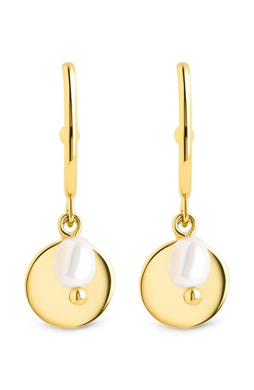 Sterling Forever Morgan Faux Pearl Hoop Earrings In Gold
