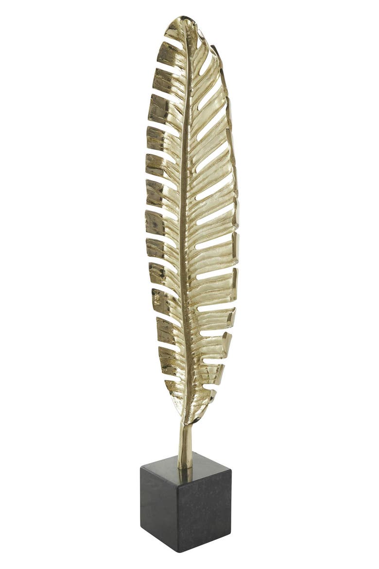 Glam Leaf Sculpture, Alternate, color, GOLD