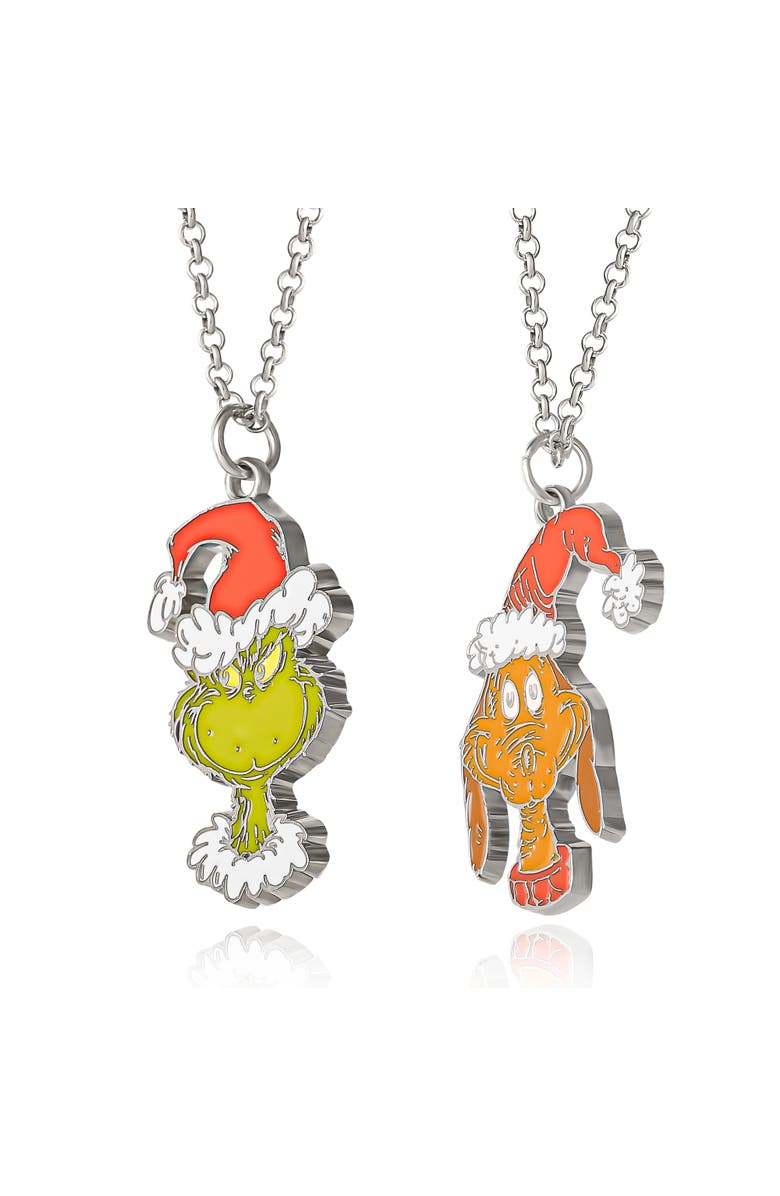 Dr. Seuss The Grinch and Max Pendant BFF Necklace for 2, 16"+3", Alternate, color, Multi