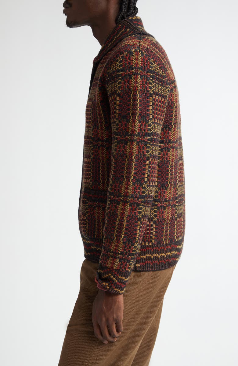 Double RL Plaid Shawl Collar Wool Jacquard Cardigan, Alternate, color, 