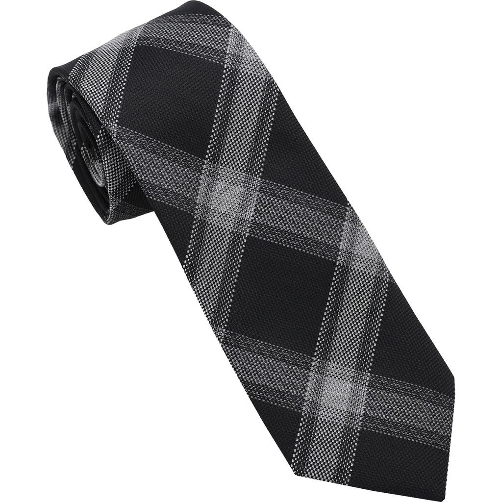 Dkny Large Plaid Tie In Black