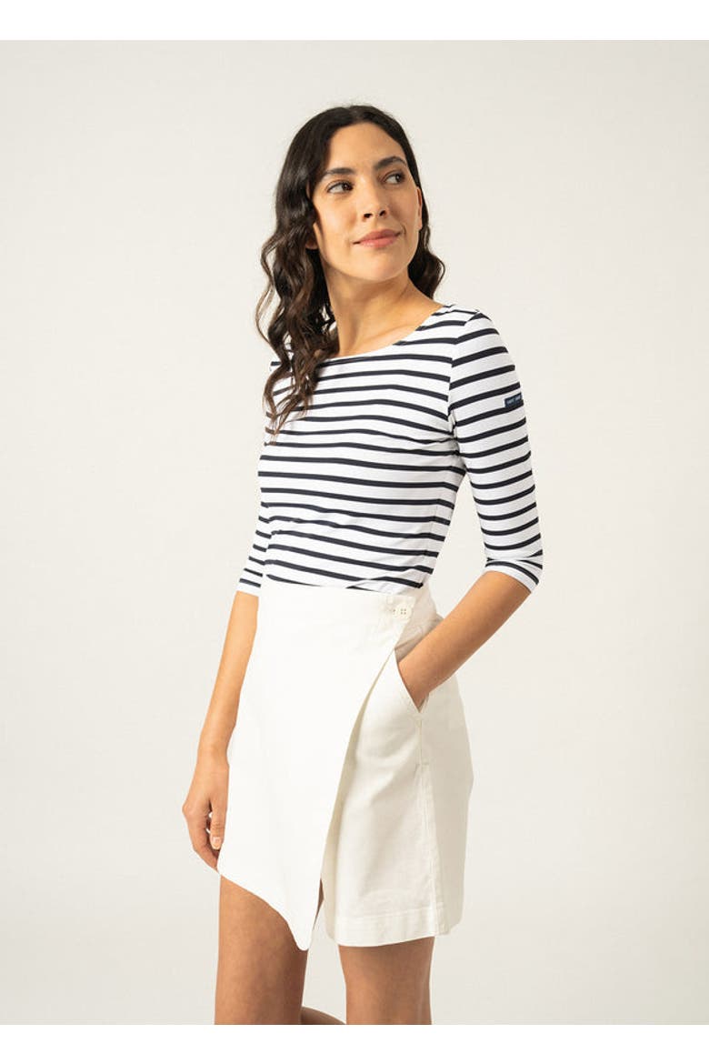 GARDE-COTE III - UV Fabric Breton Striped Top, Main, color, white/navy
