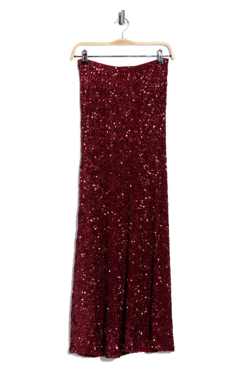 Alice + Olivia Maeve Sequin Maxi Skirt, Alternate, color, Garnet