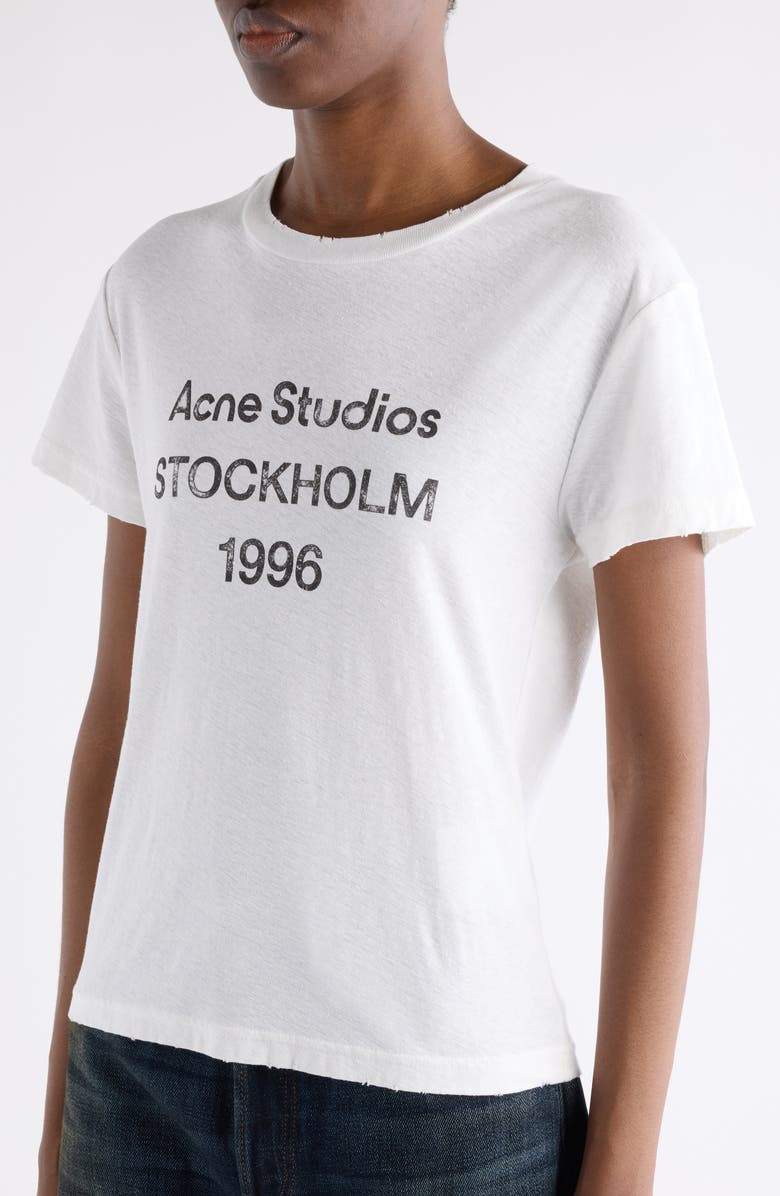 Acne Studios Etza 1996 Distressed Logo Graphic T-Shirt, Alternate, color, Off White