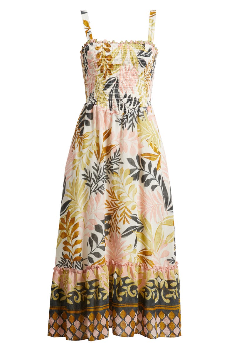 Julia Jordan Smocked Sleeveless Maxi Dress, Alternate, color, Ivory Multi