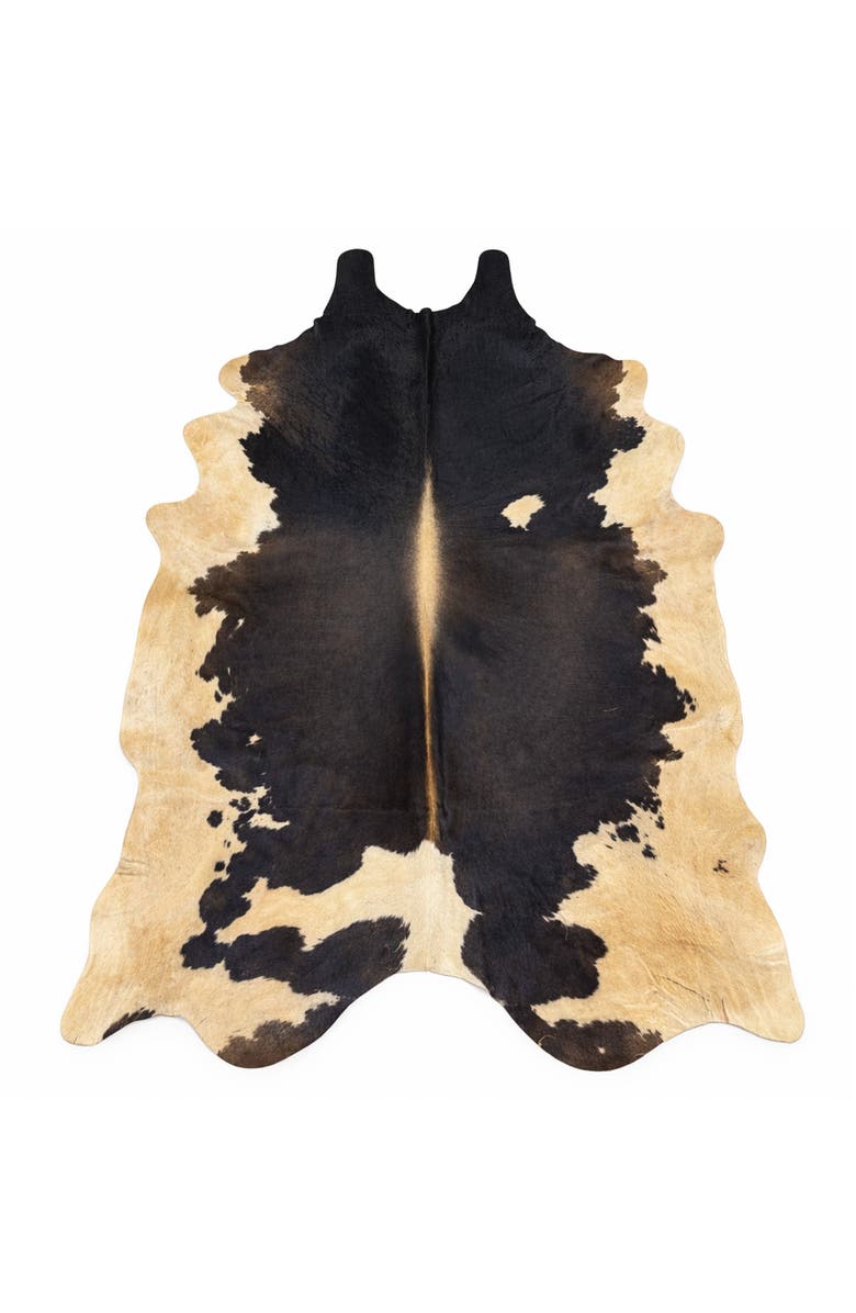 Rhacam Eco Hide Heritage Tricolor Cowhide Rug  8'6" × 6'10", Main, color, Black Brown White