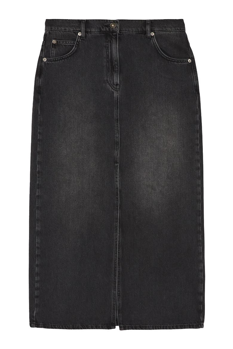 Long Denim Skirt, Alternate, color, Black