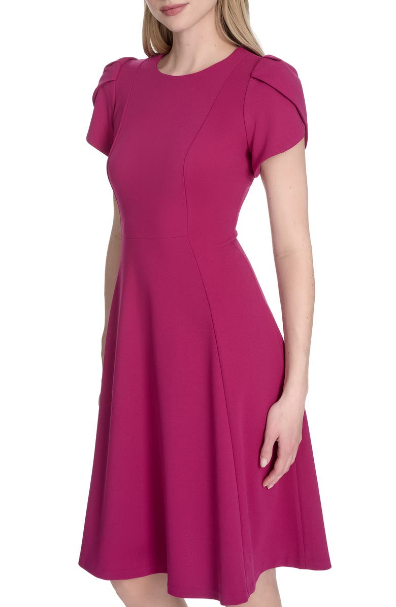 Calvin Klein Tulip Sleeve Fit & Flare Dress, Alternate, color, Boysenberry