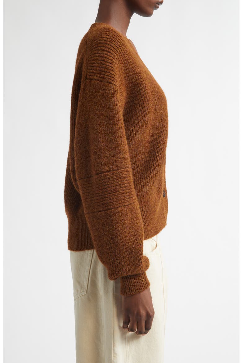 Thelma Rib Baby Alpaca Blend Cardigan, Alternate, color, CARAMEL