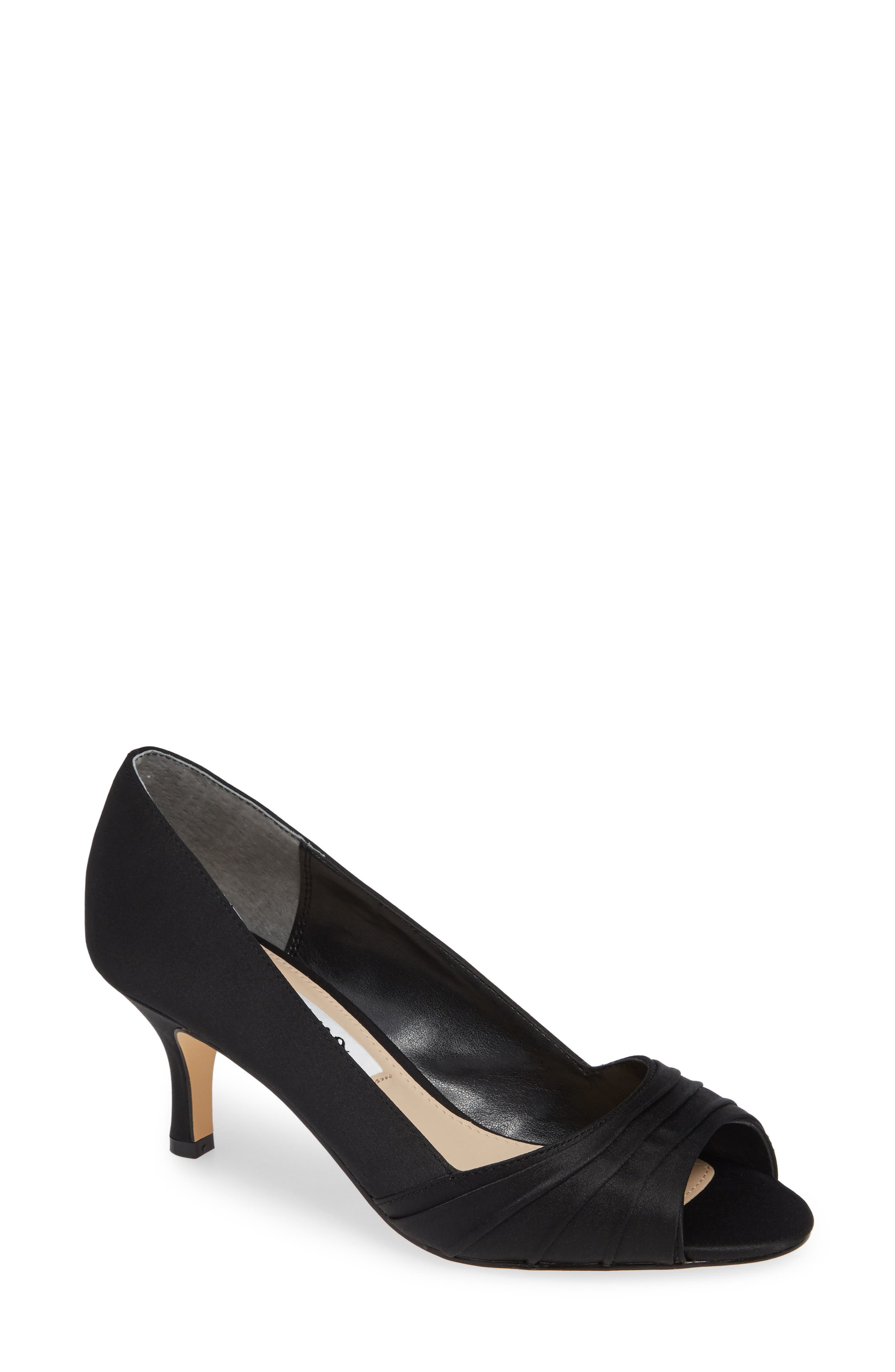 Chezare Peep Toe Pump, Main, color, BLACK SATIN
