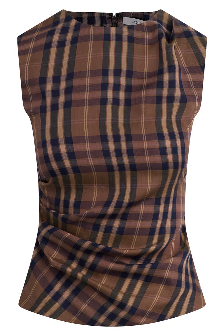 The Meg Ruched Sleeveless Top, Alternate, color, CAMEL PLAID