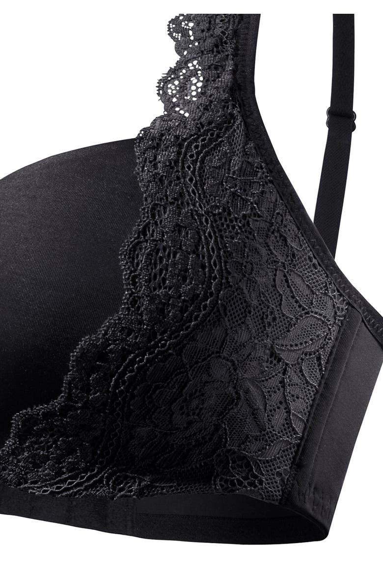 Lace Detail Seamless T-Shirt Bra, Alternate, color, Black