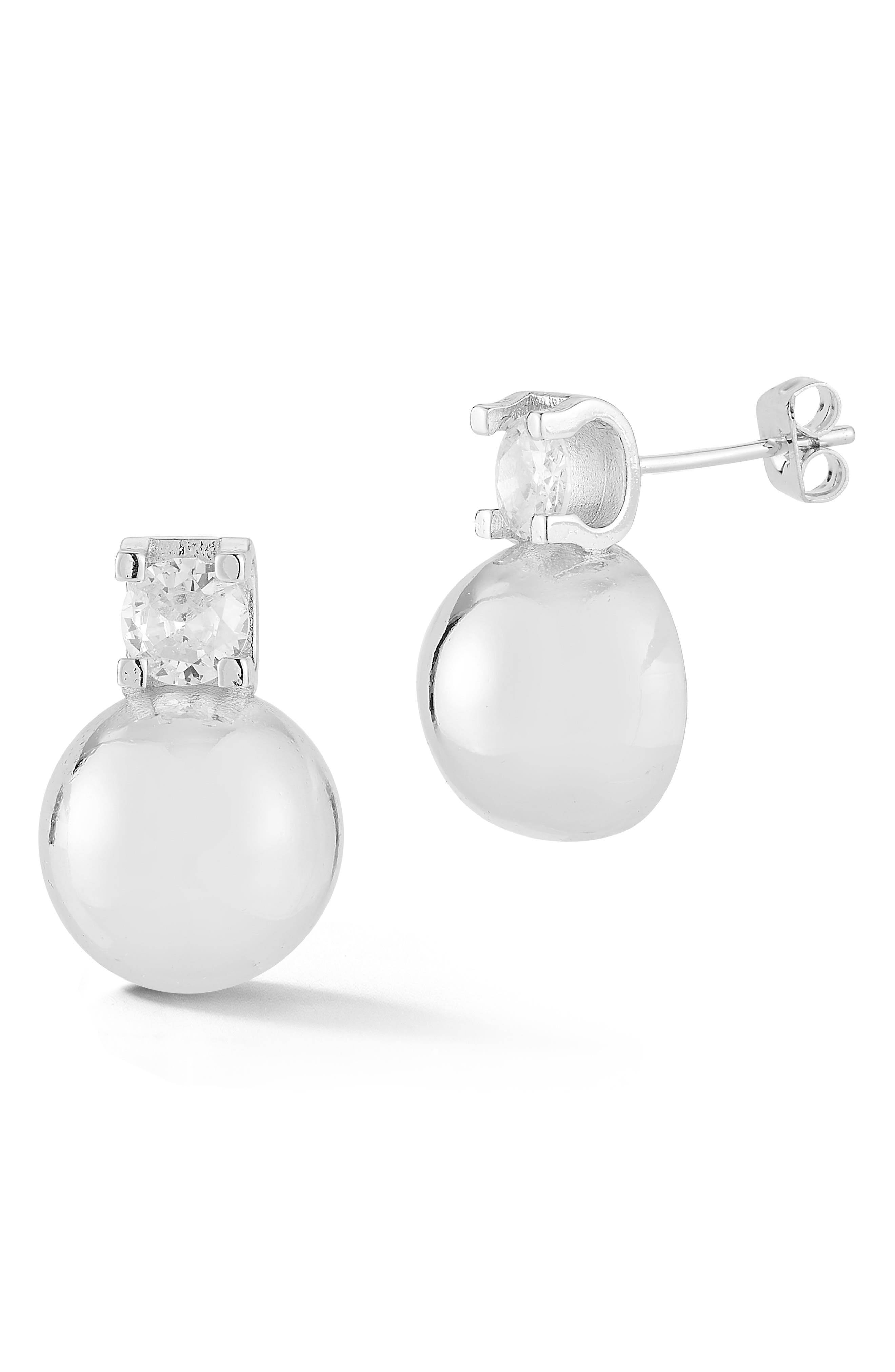 Cubic Zirconia Ball Drop Earrings
