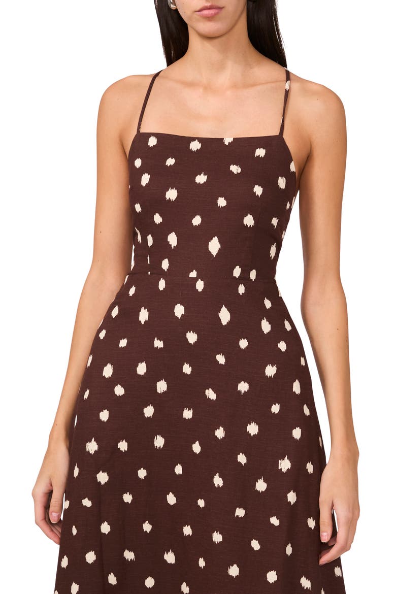 Polka Dot Lace-Up Maxi Dress, Alternate, color, MAHOGANY