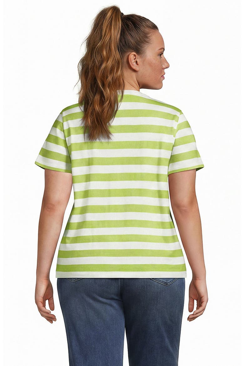 Supima Cotton V-neck T-Shirt, Alternate, color, Ivory/Apple Green Bold Stripe