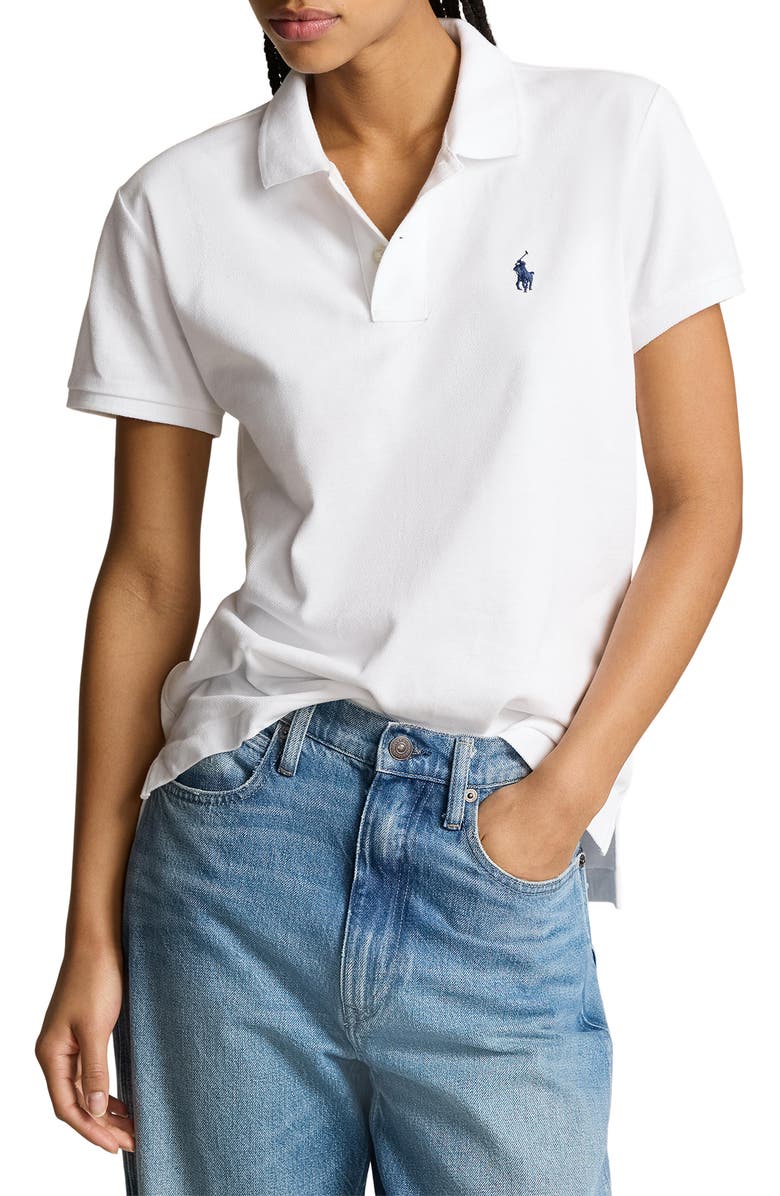 Polo Ralph Lauren Classic Fit Piqué Polo, Main, color, White