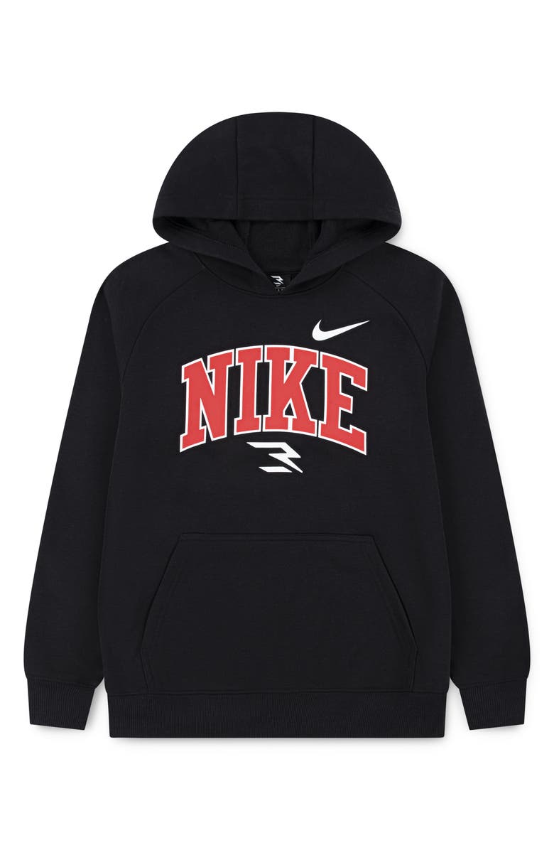 3 Brand Kids' Varsity Logo Graphic Hoodie, Main, color, Black