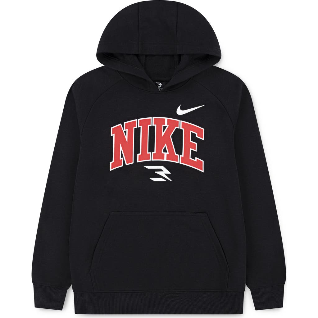3 Brand Kids' Varsity Logo Graphic Hoodie In Black