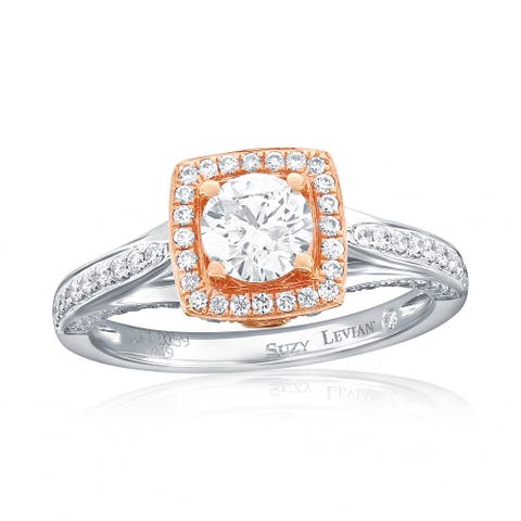 18K White & Rose Gold 0.59ct GIA-Certified Diamond & 0.49cttw Diamond Ring